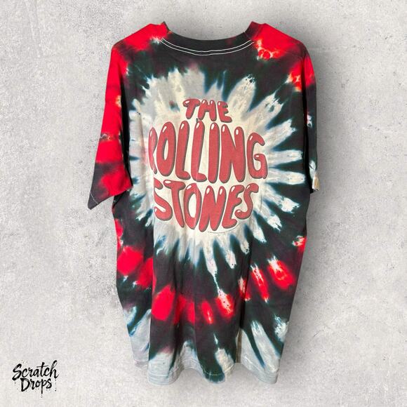 Vintage Fruit of the Loom Rolling Stones Tie-Dye T-Shirt Size XL Retro Band Tee - Picture 5 of 5